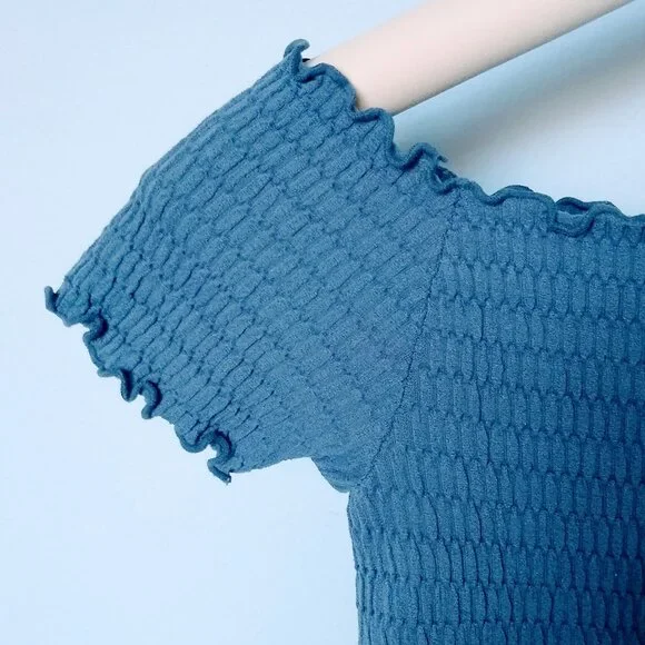 Free People Moulin Ruched Cami Top in Blue Size M-L - Picture 3 of 7